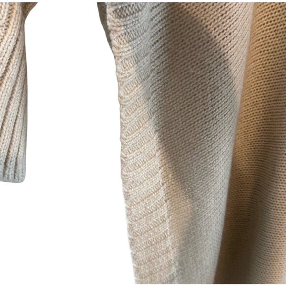 Quinn Womens Acrylic Poncho Sweater With Button Cowl Neck Beige Size S - Picture 9 of 9